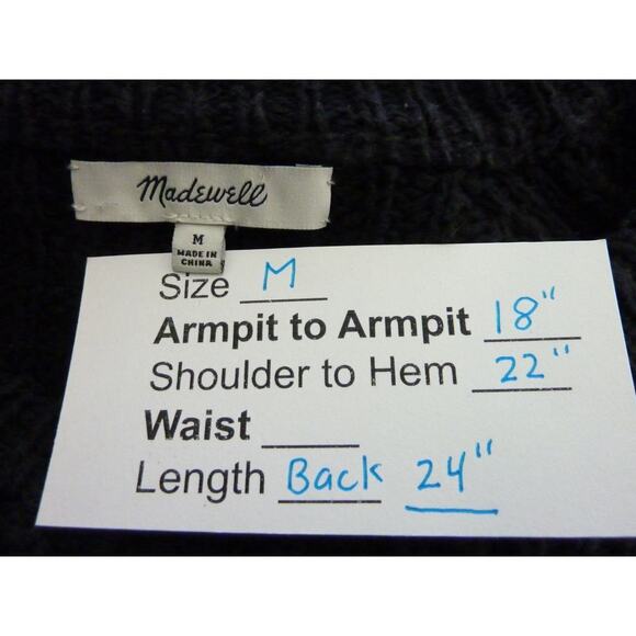 Madewell Black Cable Knit Cotton Sweater Pullover Medium - Picture 6 of 6